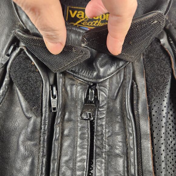 Vanson Leathers Motorcycle Jacket Men 44 Black Moto Guzzi Patch USA Made - Picture 7 of 16